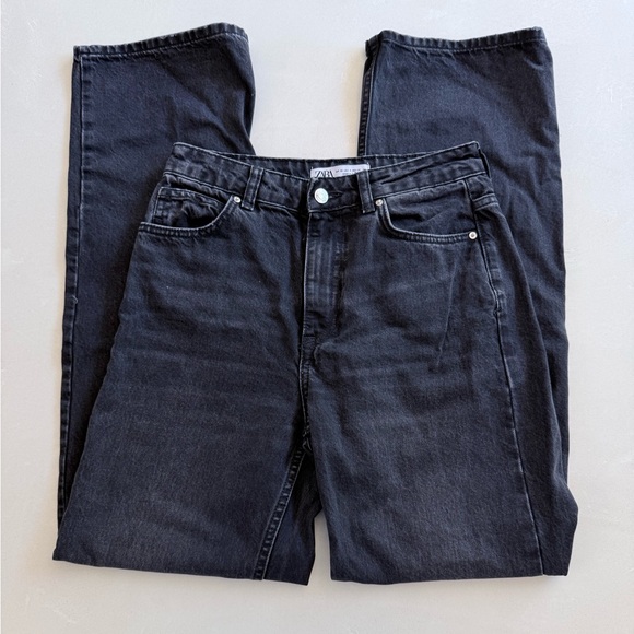 Zara Black High Rise Baggy Wide Leg Jeans 4 - Picture 1 of 3
